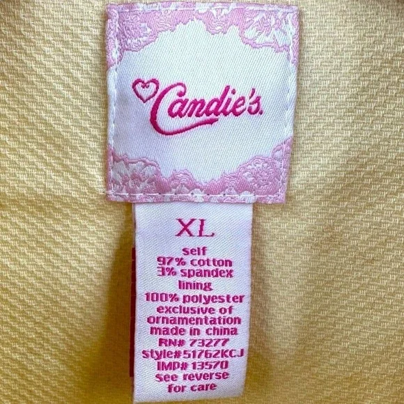 Candie's Yellow 3/4 Sleeve Double Breasted Cotton Blend Pea Coat Size XL - Picture 4 of 5